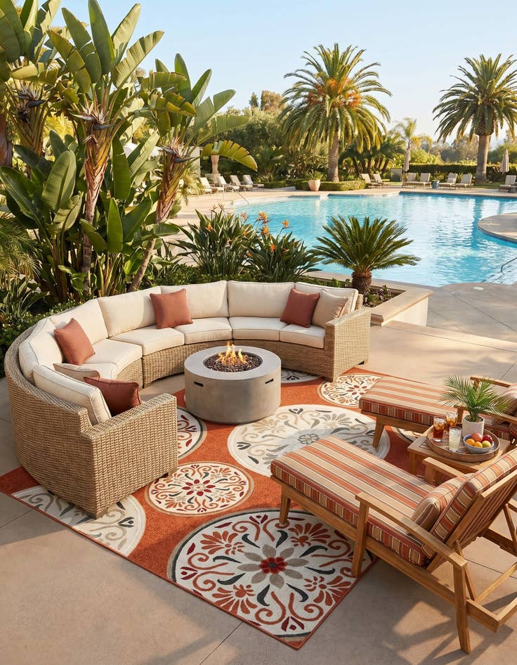 Detail image of 8' x 10' Easy-Clean Modern Indoor / Outdoor Rug