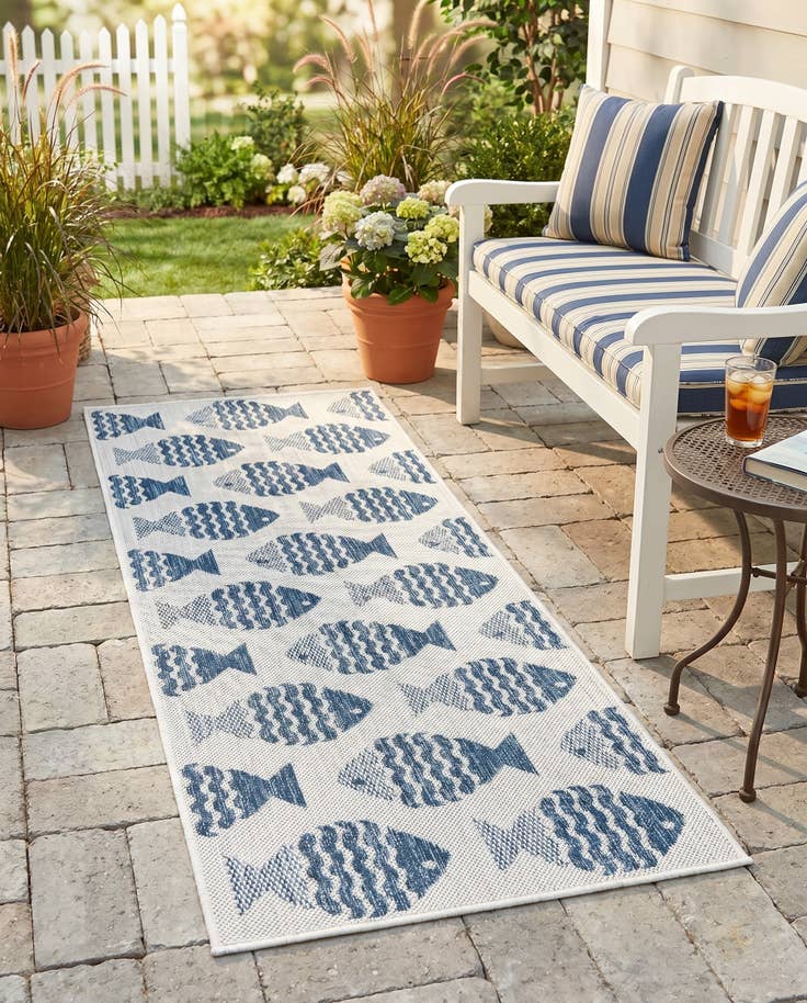 Detail image of 2' x 5' 3 Easy-Clean Coastal Indoor / Outdoor Runner Rug