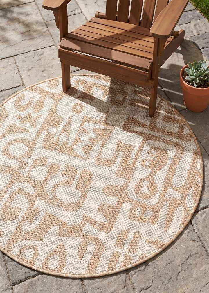 3' x 3' Easy-Clean Modern Indoor / Outdoor Round Rug