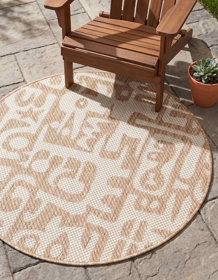 Detail image of 3' x 3' Easy-Clean Modern Indoor / Outdoor Round Rug