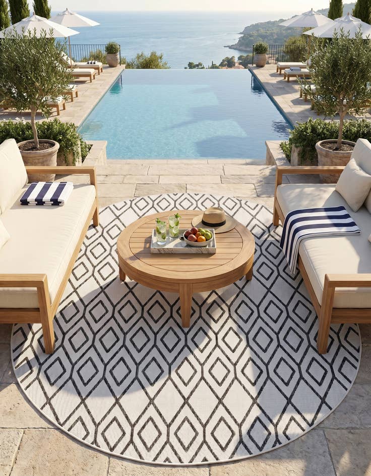 Detail image of 7' 10 x 10' Easy-Clean Jill Zarin Turks and Caicos Indoor / Outdoor Oval Rug