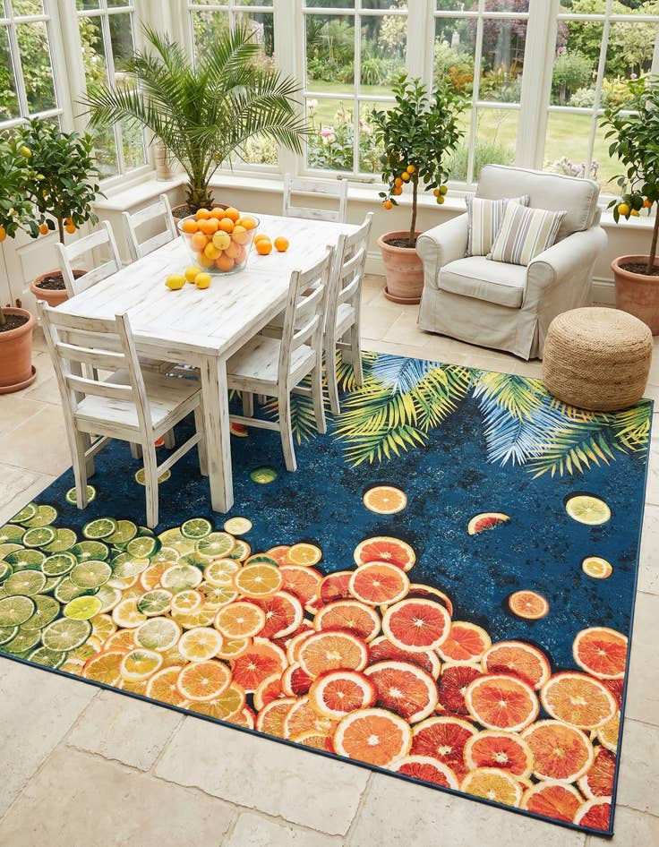 Detail image of 10' x 10' Easy-Clean Coastal Indoor / Outdoor Square Rug