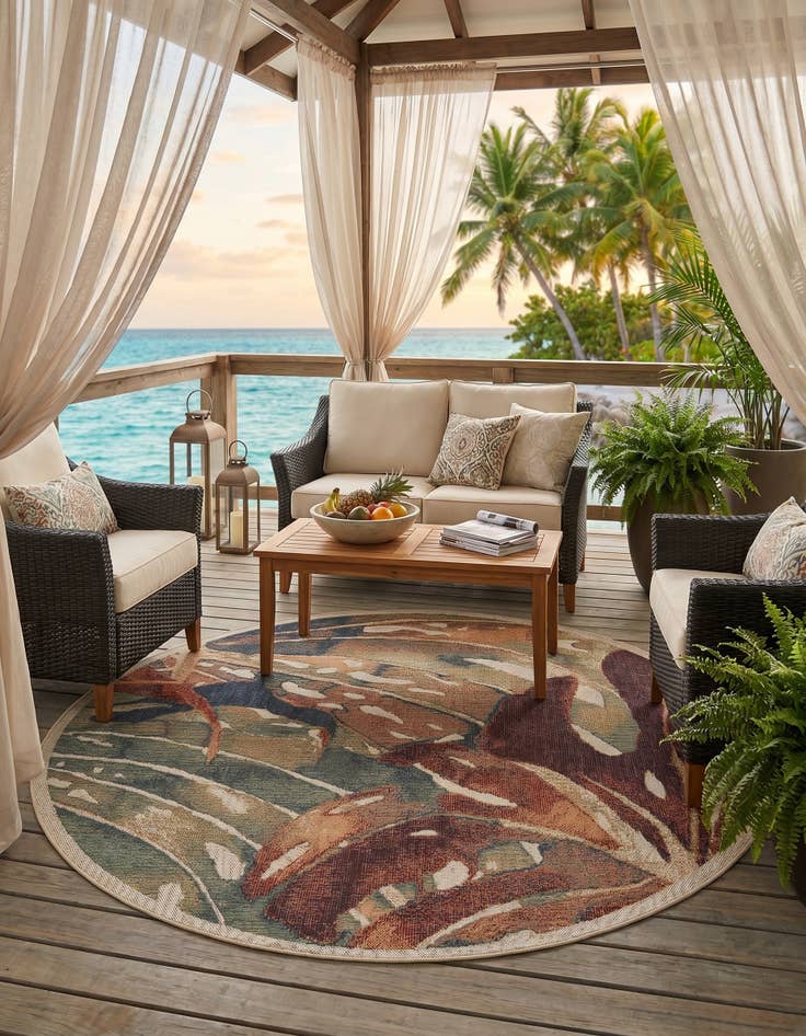 Detail image of 7' x 7' Easy-Clean Baja Indoor / Outdoor Round Rug