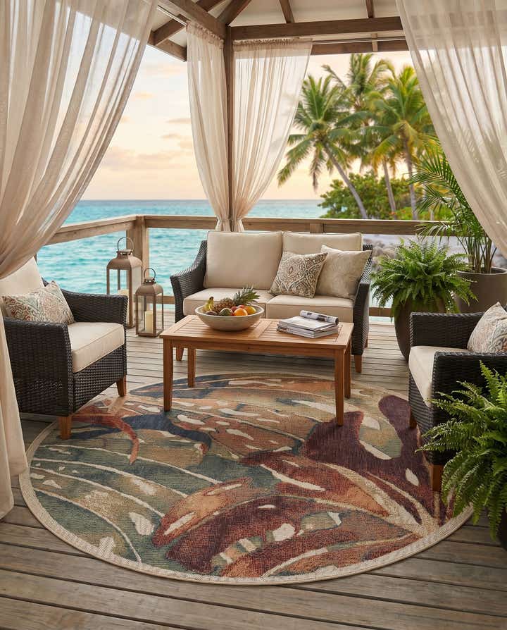 7' x 7' Easy-Clean Baja Indoor / Outdoor Round Rug