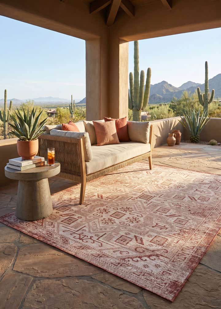 6' x 9' Easy-Clean Aztec Indoor / Outdoor Rug
