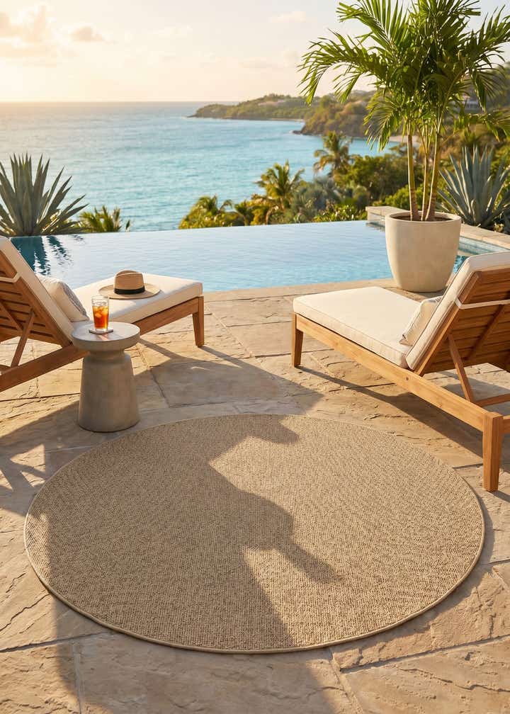 5' 3 x 5' 3 Easy-Clean Solid Indoor / Outdoor Round Rug