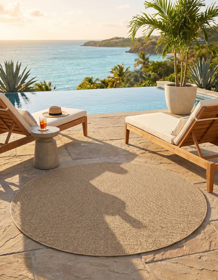 Detail image of 5' 3 x 5' 3 Easy-Clean Solid Indoor / Outdoor Round Rug