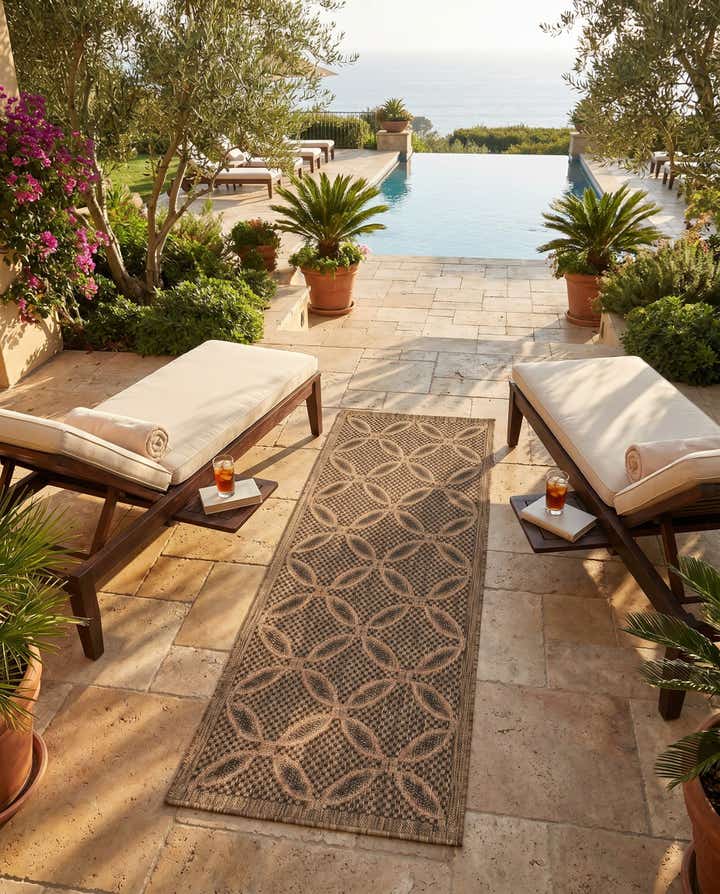 2' 2 x 6' Easy-Clean Trellis Indoor / Outdoor Runner Rug