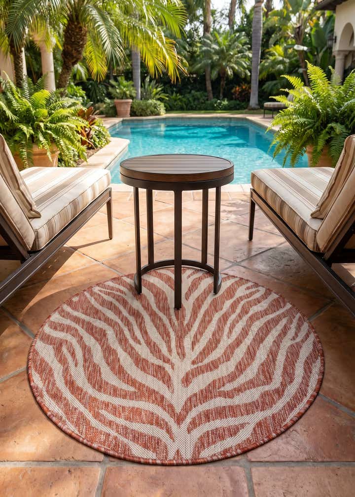 3' x 3' Easy-Clean Safari Indoor / Outdoor Round Rug