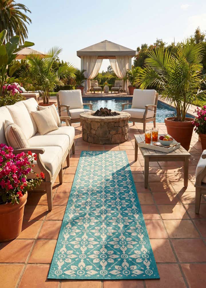 2' 7 x 12' Easy-Clean Trellis Indoor / Outdoor Runner Rug