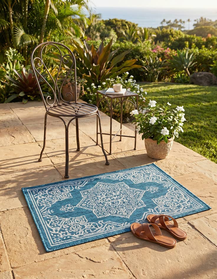 Detail image of 2' x 3' Easy-Clean Traditional Indoor / Outdoor Rug
