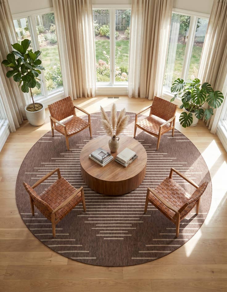 Detail image of 13' x 13' Easy-Clean Modern Indoor / Outdoor Round Rug