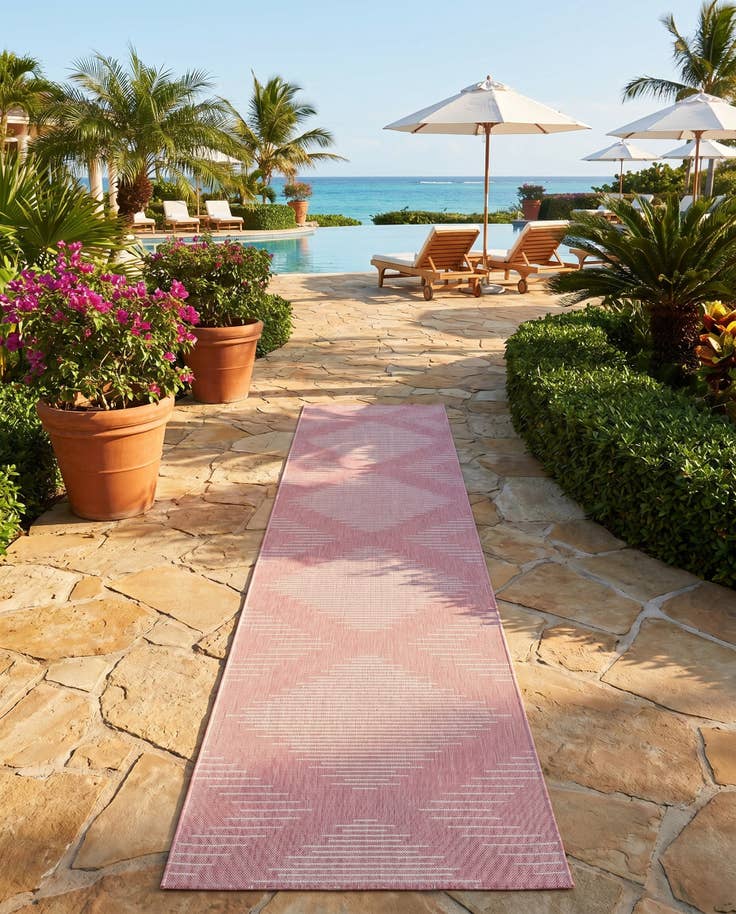 Detail image of 3' 3 x 14' Easy-Clean Modern Indoor / Outdoor Runner Rug