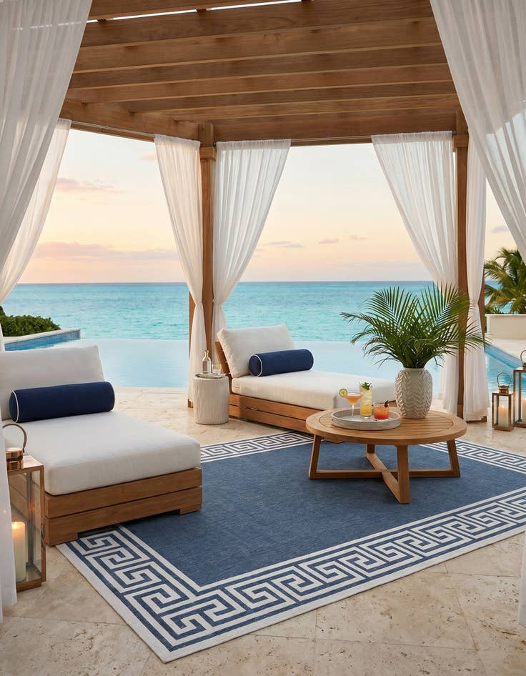 Detail image of 9' x 12' Easy-Clean Coastal Indoor / Outdoor Rug