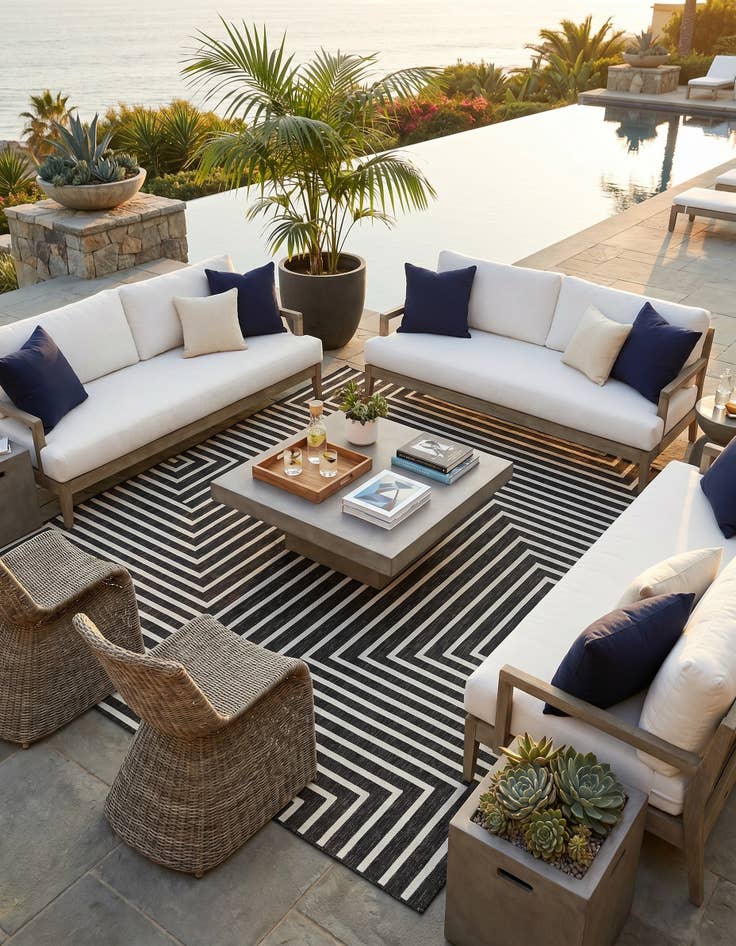 Detail image of 7' 10 x 10' Easy-Clean Modern Indoor / Outdoor Rug