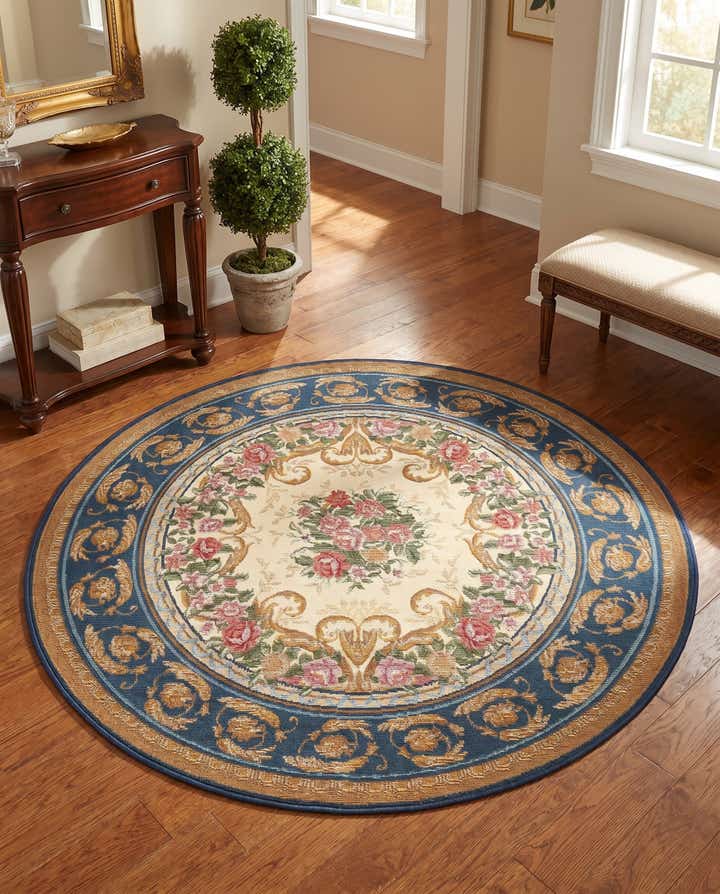 4' x 4' Easy-Clean Traditional Indoor / Outdoor Round Rug