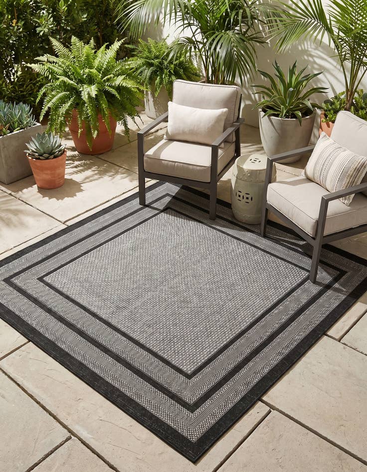 Detail image of 6' x 6' Easy-Clean Border Indoor / Outdoor Square Rug