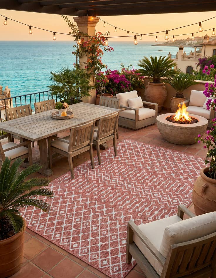 Detail image of 9' x 12' Easy-Clean Trellis Indoor / Outdoor Rug