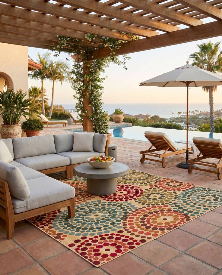 Detail image of 10' x 10' Easy-Clean Modern Indoor / Outdoor Square Rug