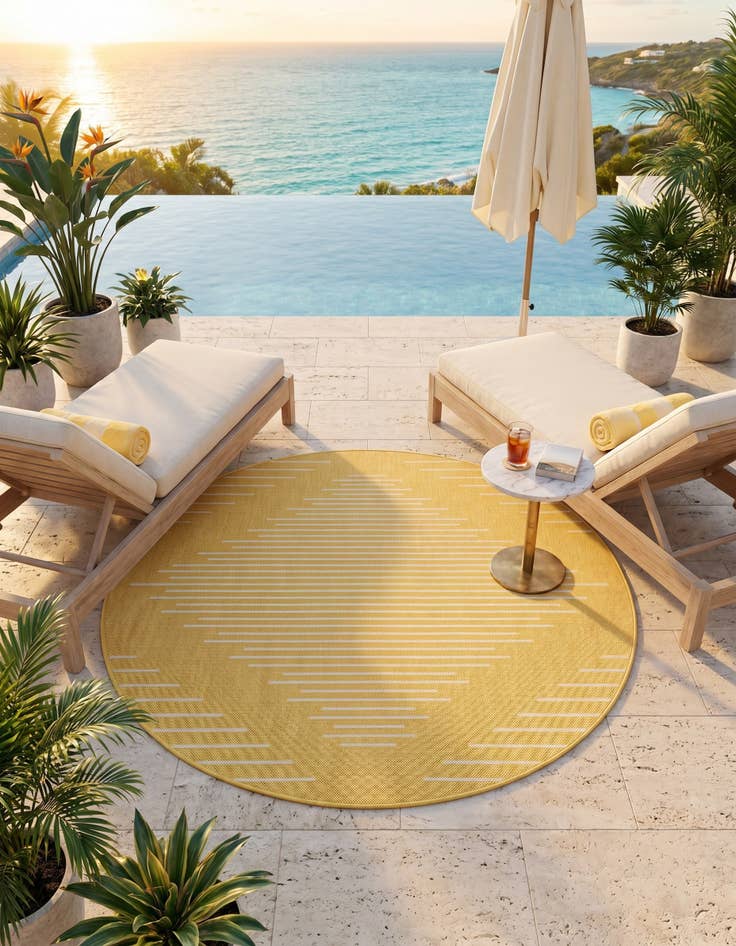 Detail image of 6' x 6' Easy-Clean Modern Indoor / Outdoor Round Rug