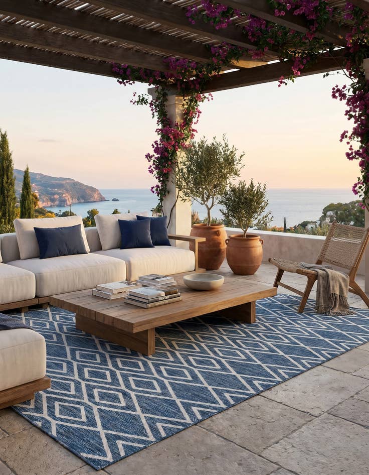 Detail image of 7' 10 x 7' 10 Easy-Clean Jill Zarin Turks and Caicos Indoor / Outdoor Square Rug