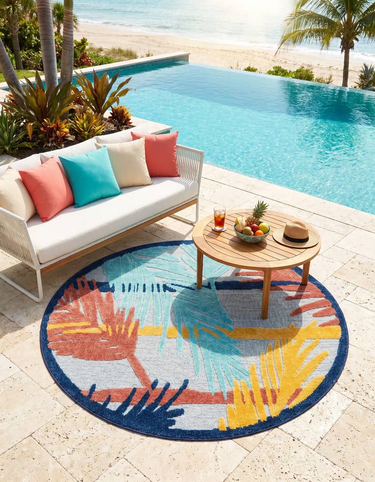 Detail image of 5' 3 x 5' 3 Easy-Clean Belize Indoor / Outdoor Round Rug