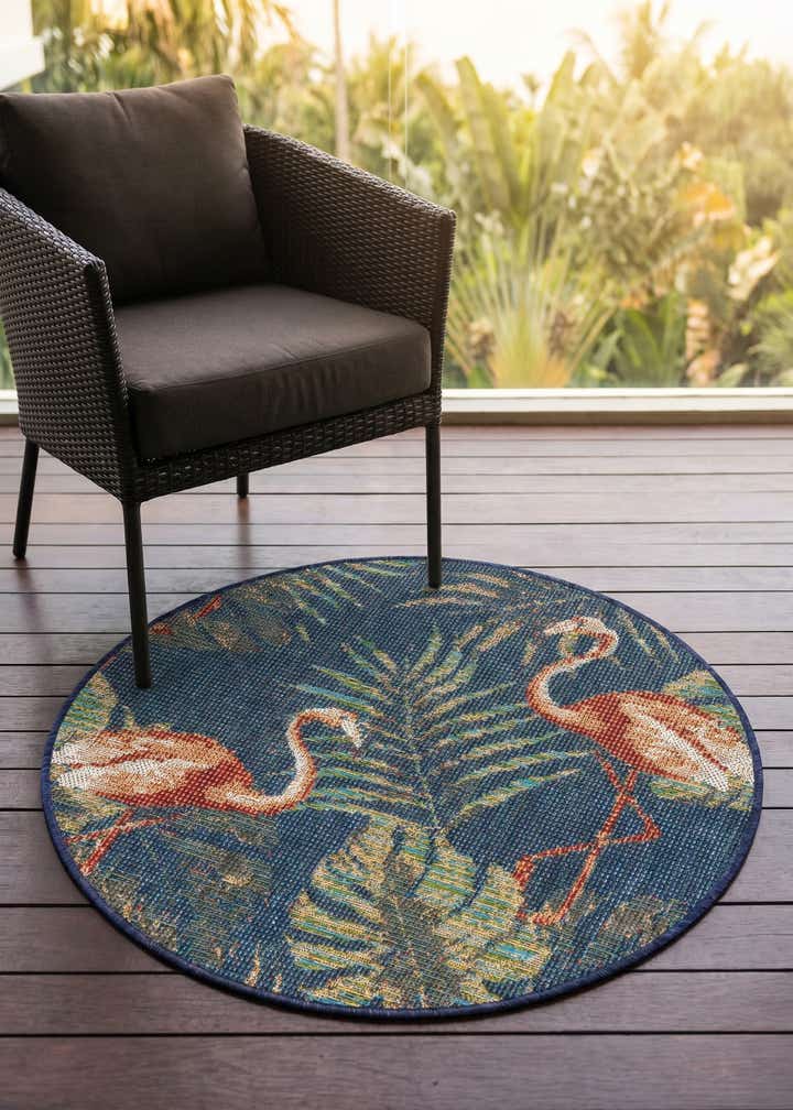 3' 3 x 3' 3 Easy-Clean Baja Indoor / Outdoor Round Rug