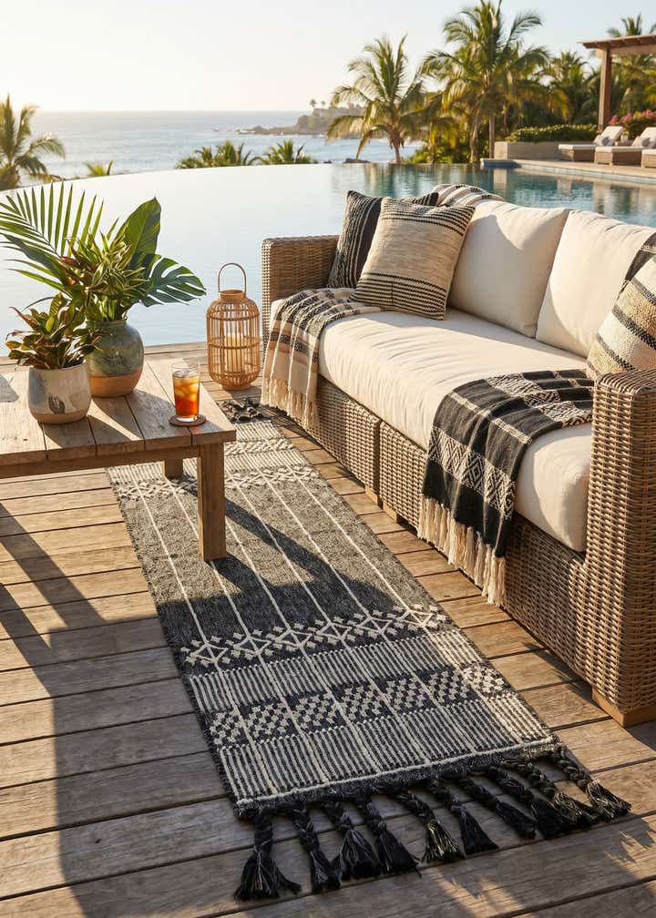 2' 2 x 6' 7 Easy-Clean Eco Bohemian Indoor / Outdoor Runner Rug