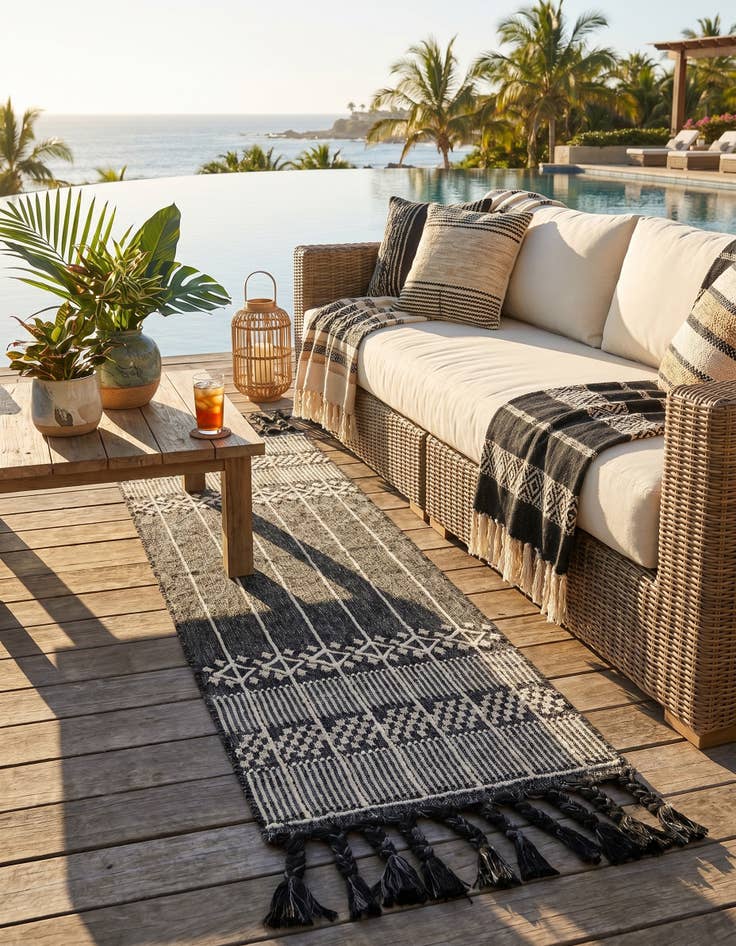 Detail image of 2' 2 x 6' 7 Easy-Clean Eco Bohemian Indoor / Outdoor Runner Rug