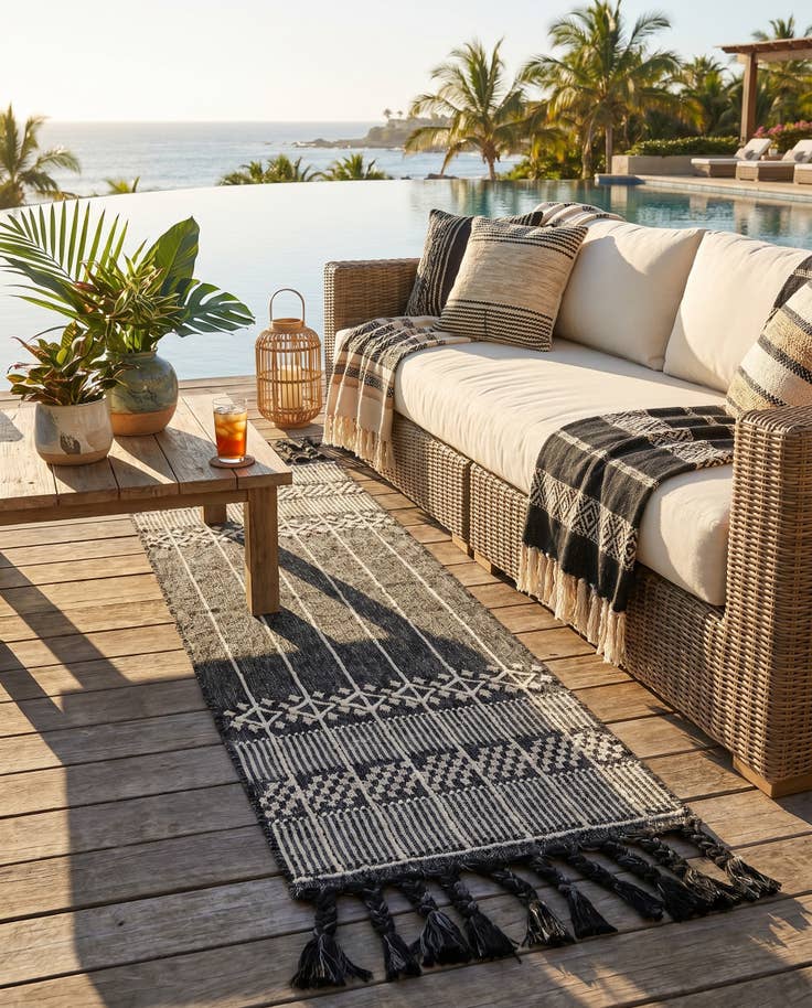 Detail image of 2' 2 x 6' 7 Easy-Clean Eco Bohemian Indoor / Outdoor Runner Rug
