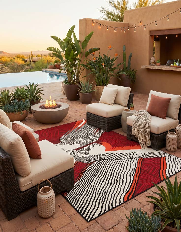 Detail image of 8' x 10' Easy-Clean Modern Indoor / Outdoor Rug