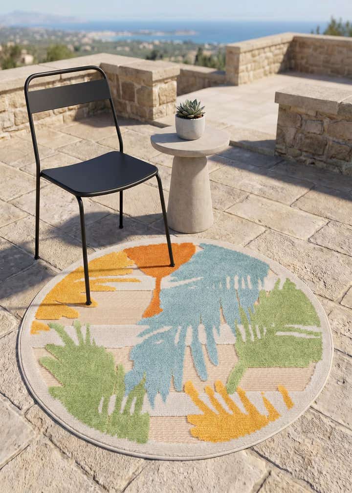 3' 3 x 3' 3 Easy-Clean Aruba Indoor / Outdoor Round Rug