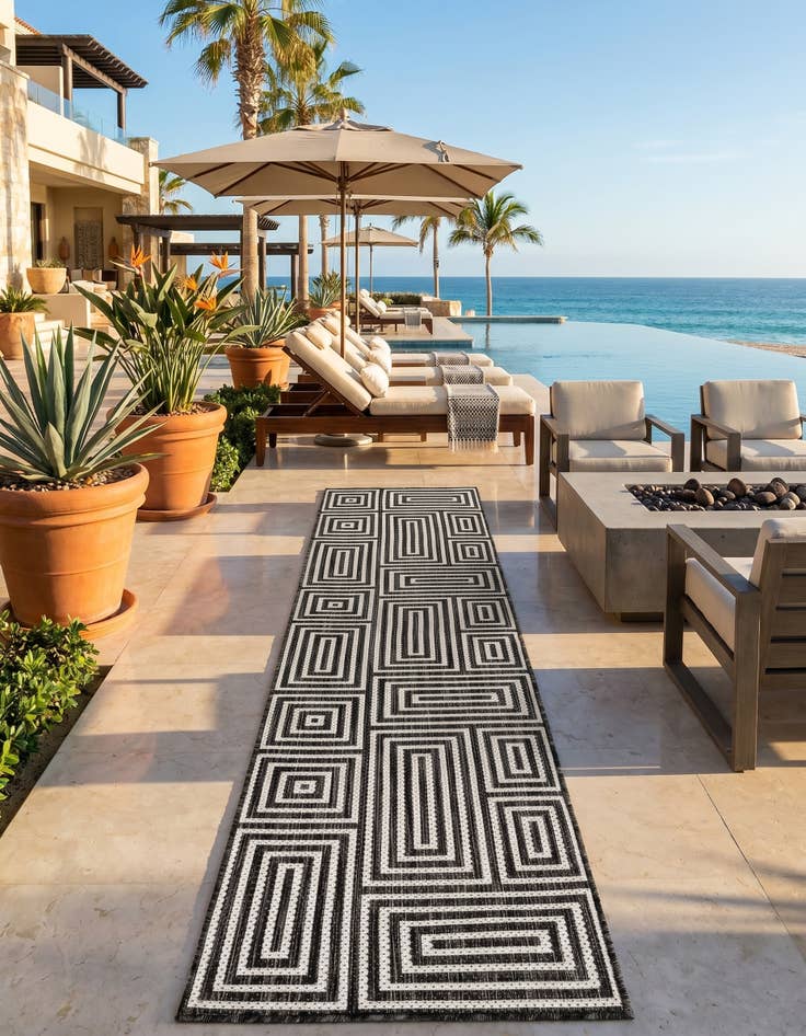 Detail image of 2' x 8' Easy-Clean Modern Indoor / Outdoor Runner Rug