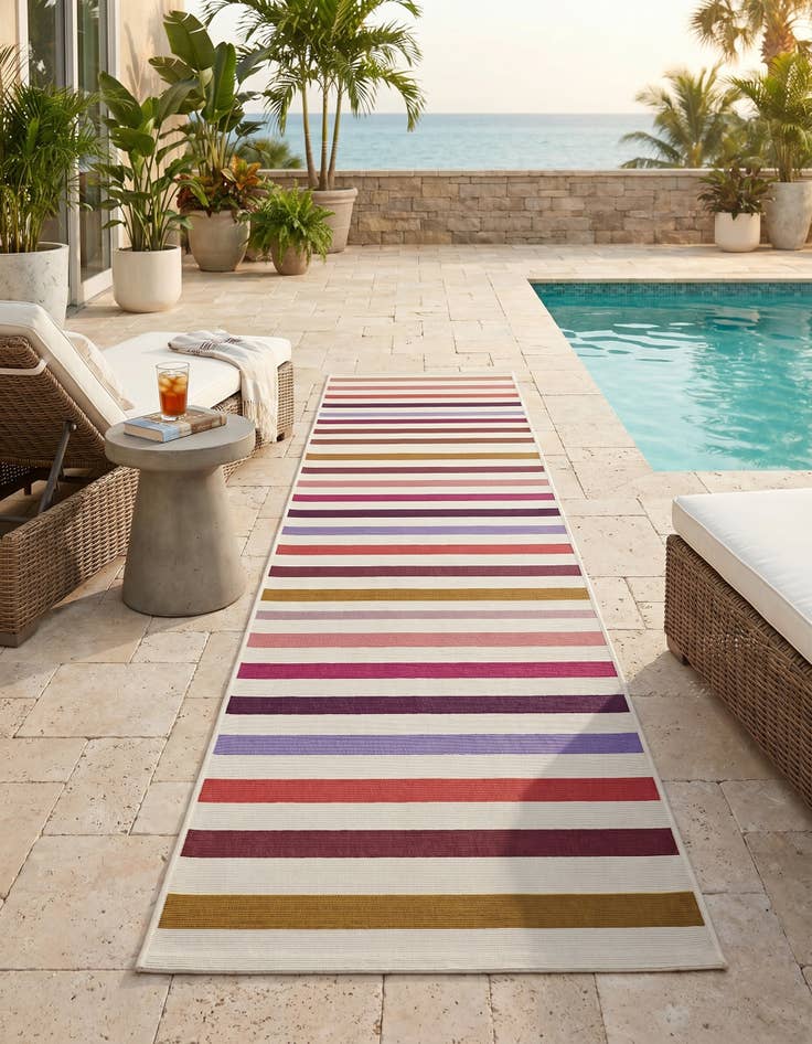 Detail image of 2' x 8' Easy-Clean Ribbon Indoor / Outdoor Runner Rug