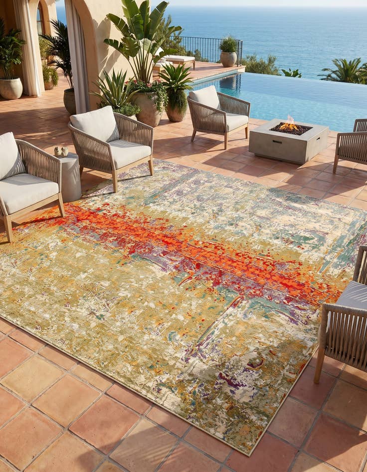 Detail image of 12' x 12' Easy-Clean Modern Indoor / Outdoor Square Rug