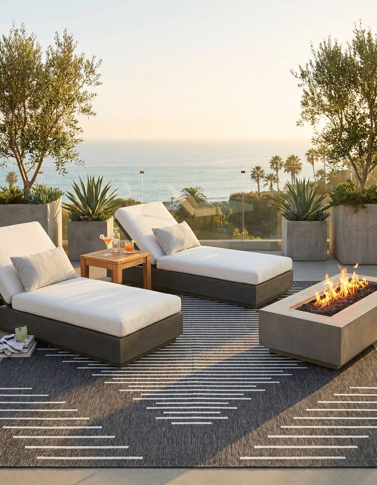 Detail image of 13' x 13' Easy-Clean Modern Indoor / Outdoor Square Rug