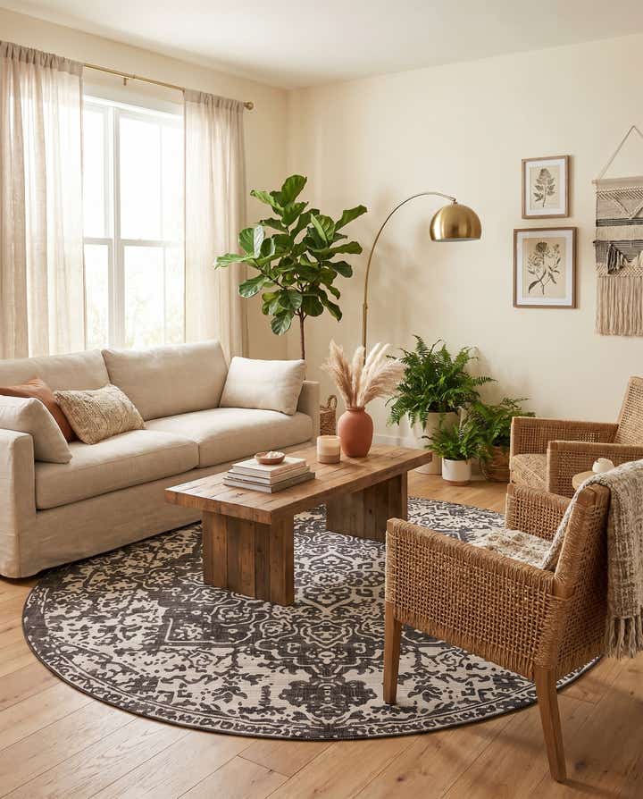 10' 8 x 10' 8 Easy-Clean Jill Zarin Dubai Indoor / Outdoor Round Rug