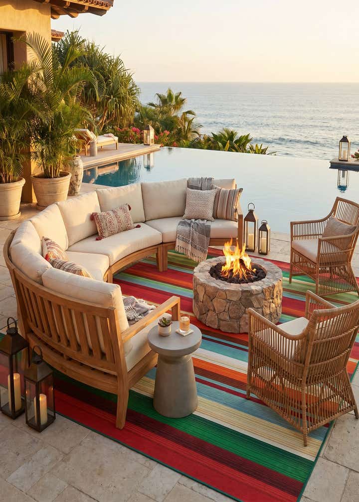 7' 10 x 10' Easy-Clean Modern Indoor / Outdoor Rug