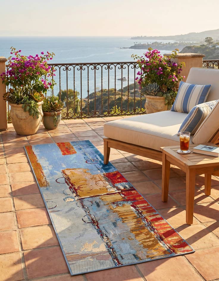 Detail image of 2' x 6' Easy-Clean Modern Indoor / Outdoor Runner Rug