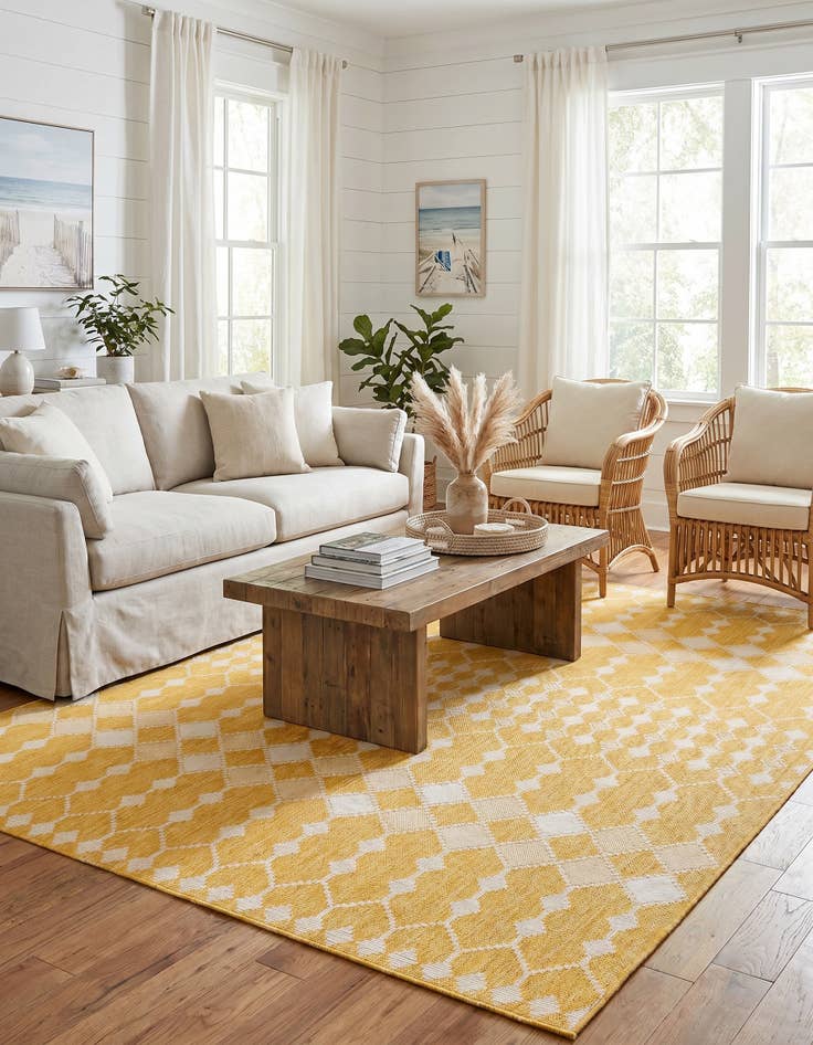 Detail image of 10' x 10' Easy-Clean Lattice Indoor / Outdoor Square Rug