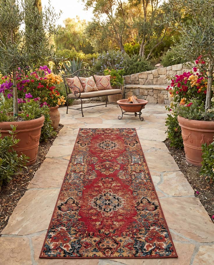 Detail image of 2' x 6' Easy-Clean Traditional Indoor / Outdoor Runner Rug