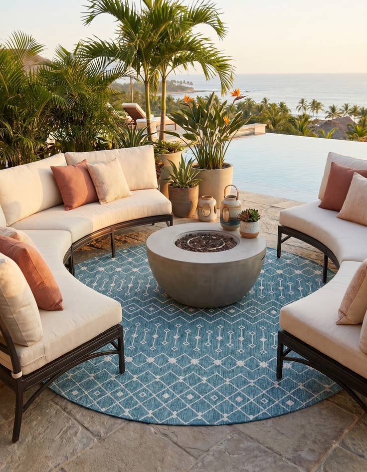 Detail image of 10' 8 x 10' 8 Easy-Clean Trellis Indoor / Outdoor Round Rug