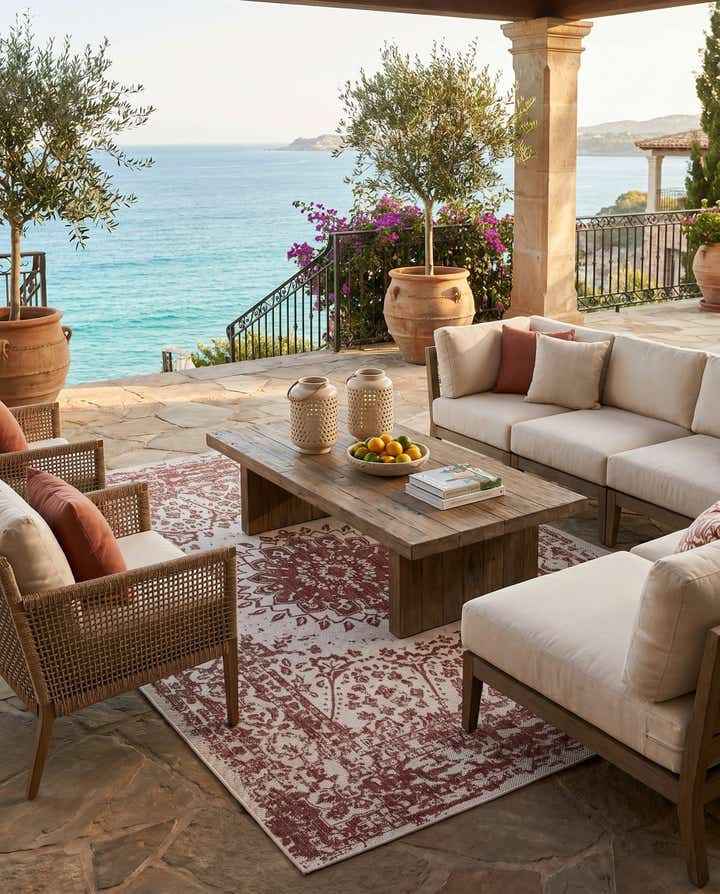 5' 3 x 8' Easy-Clean Traditional Indoor / Outdoor Rug