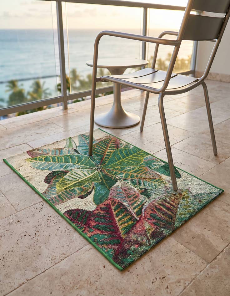 Detail image of 2' x 3' Easy-Clean Botanical Indoor / Outdoor Rug