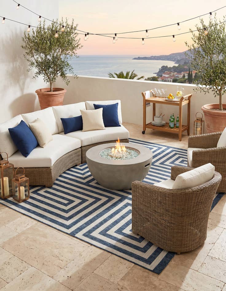 Detail image of 10' x 10' Easy-Clean Modern Indoor / Outdoor Square Rug