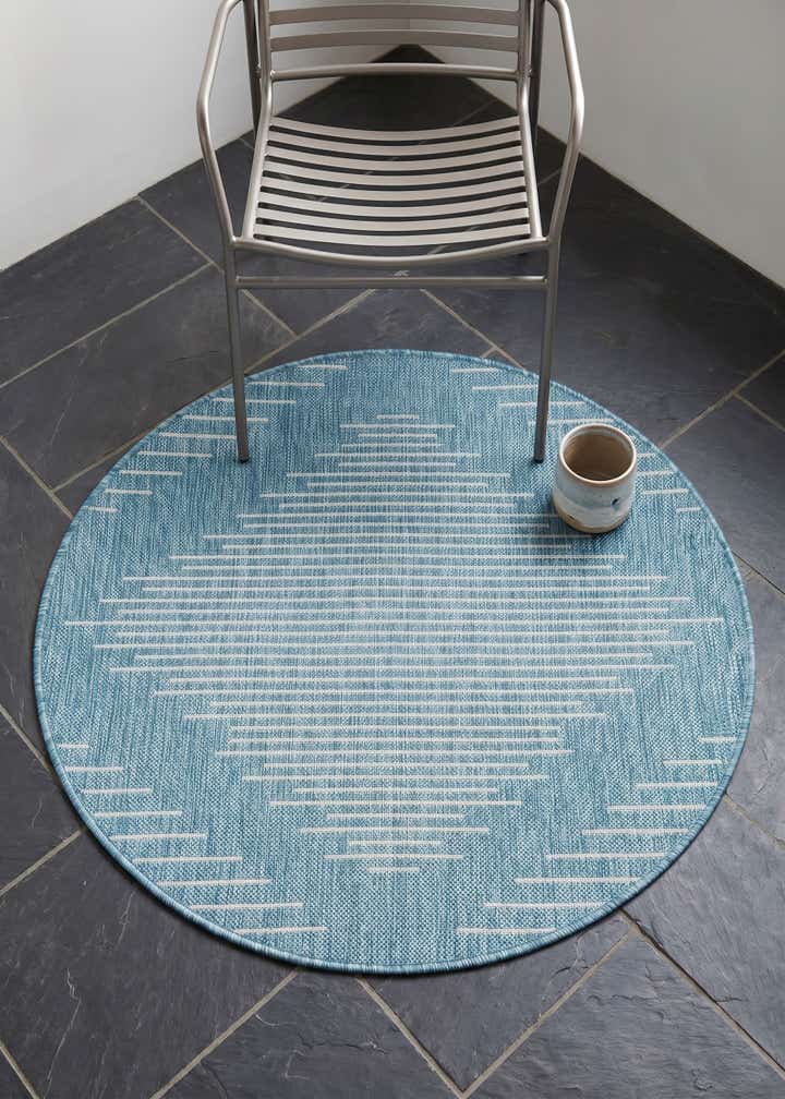 3' x 3' Easy-Clean Modern Indoor / Outdoor Round Rug
