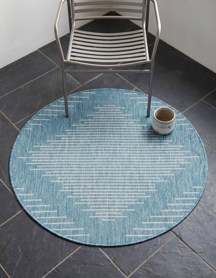 Detail image of 3' x 3' Easy-Clean Modern Indoor / Outdoor Round Rug
