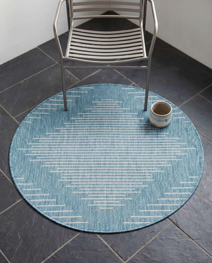 3' x 3' Easy-Clean Modern Indoor / Outdoor Round Rug
