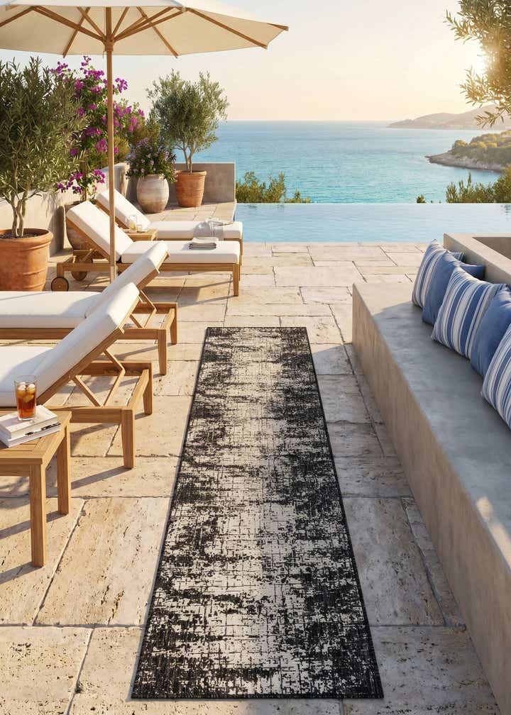 2' 7 x 12' Easy-Clean Modern Indoor / Outdoor Runner Rug