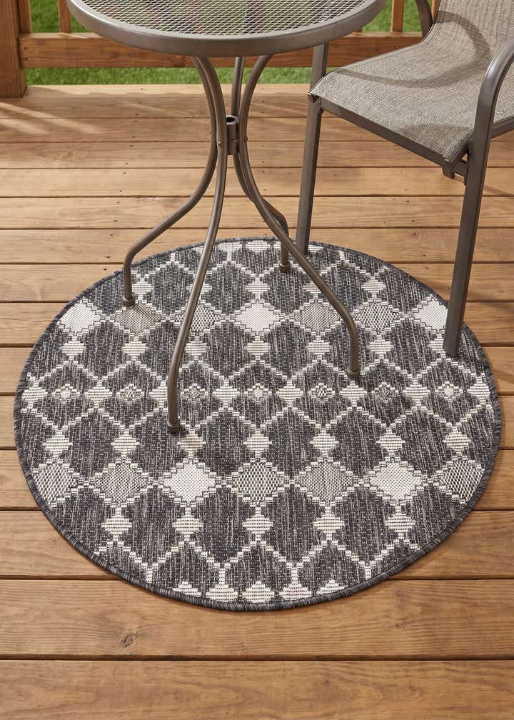 3' x 3' Easy-Clean Trellis Indoor / Outdoor Round Rug